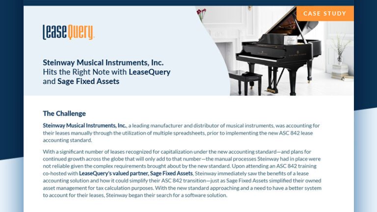 Case Study | Steinway Musical Instruments, Inc. Hits the Right Note with LeaseQuery and Sage Fixed Assets