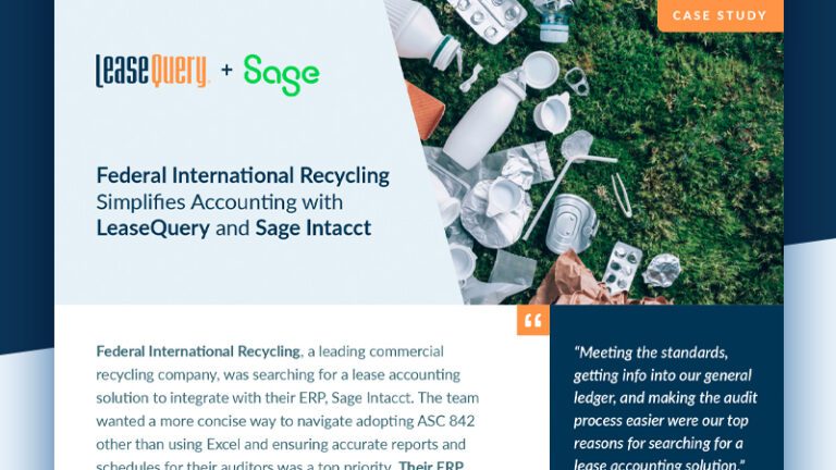 Case Study | Federal International Recycling Simplifies Accounting with LeaseQuery and Sage Intacct