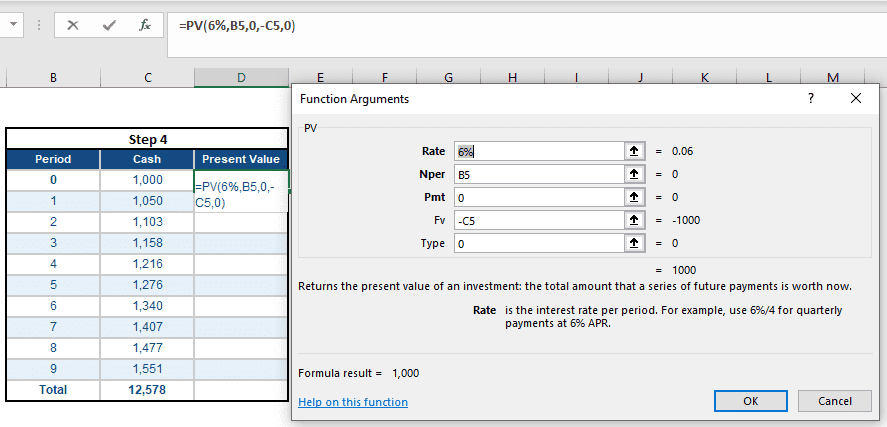 Rate, Npr, Pmt, and Fv fields in Excel